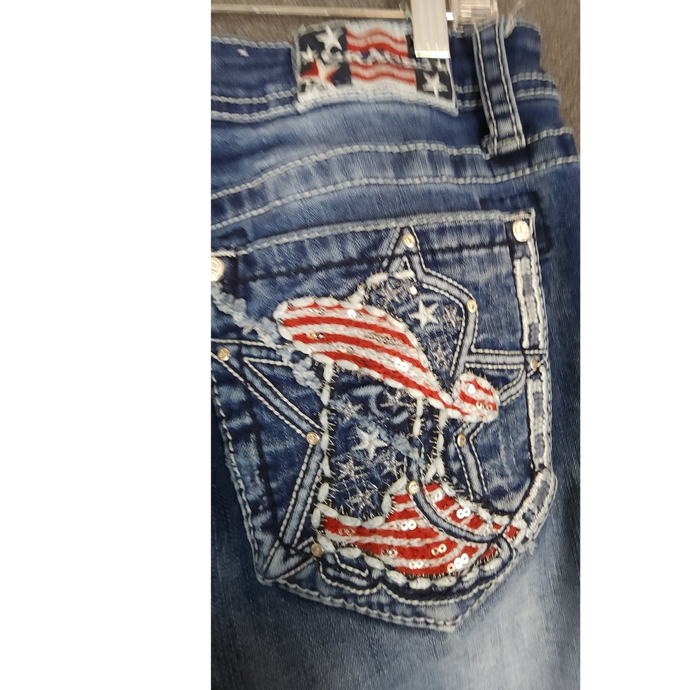 Grace Easy Fit Jeans Size 30 Embellished American‎ Flag Pockets Bootcut Denim - Picture 5 of 11